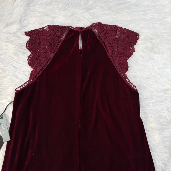 NWT Lulus Who's Who Crocheted Lace Velvet Shift Dress - Picture 9 of 10